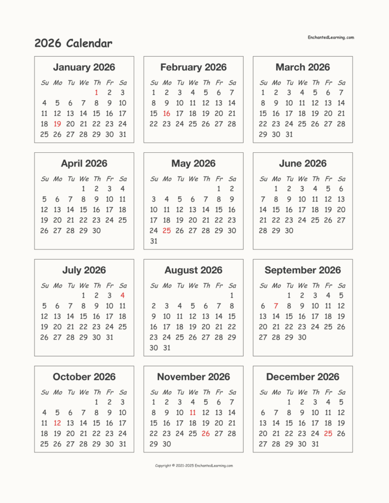2025 2026 Calendar At A Glance Printable Free Printable Calendar Sami 