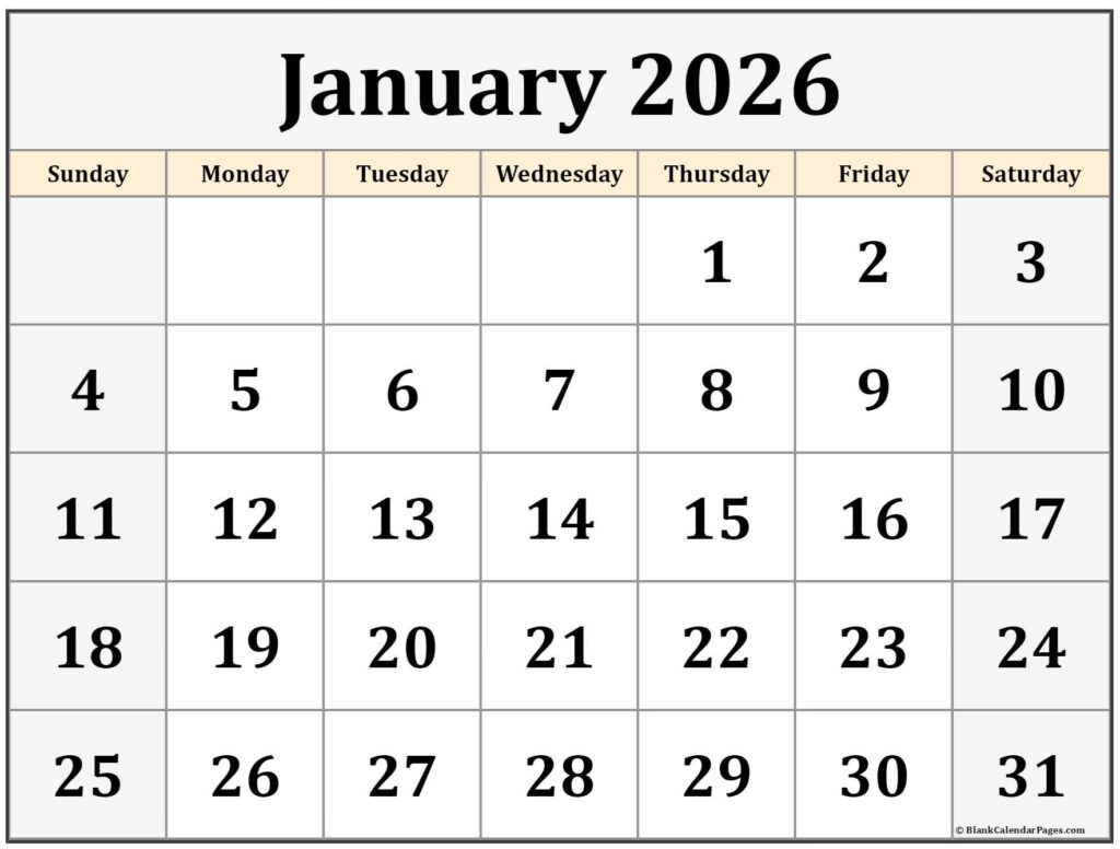 January 2026 Calendar Free Printable Calendars