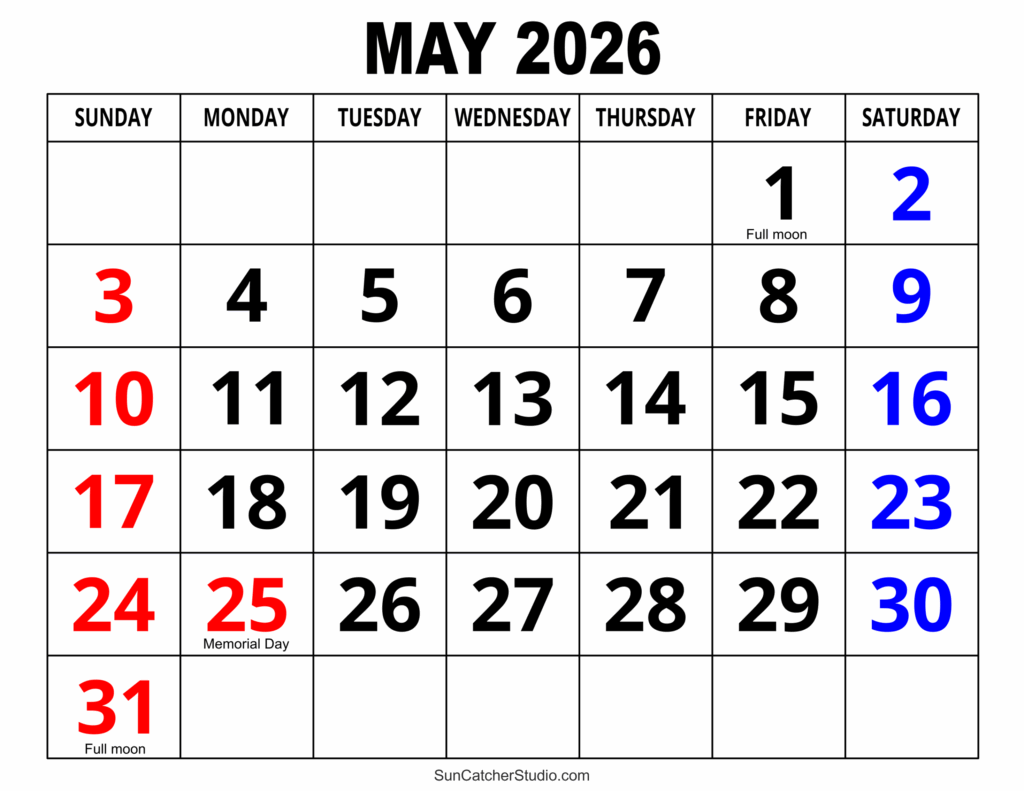 May 2026 Calendar Free Printable DIY Projects Patterns Monograms 