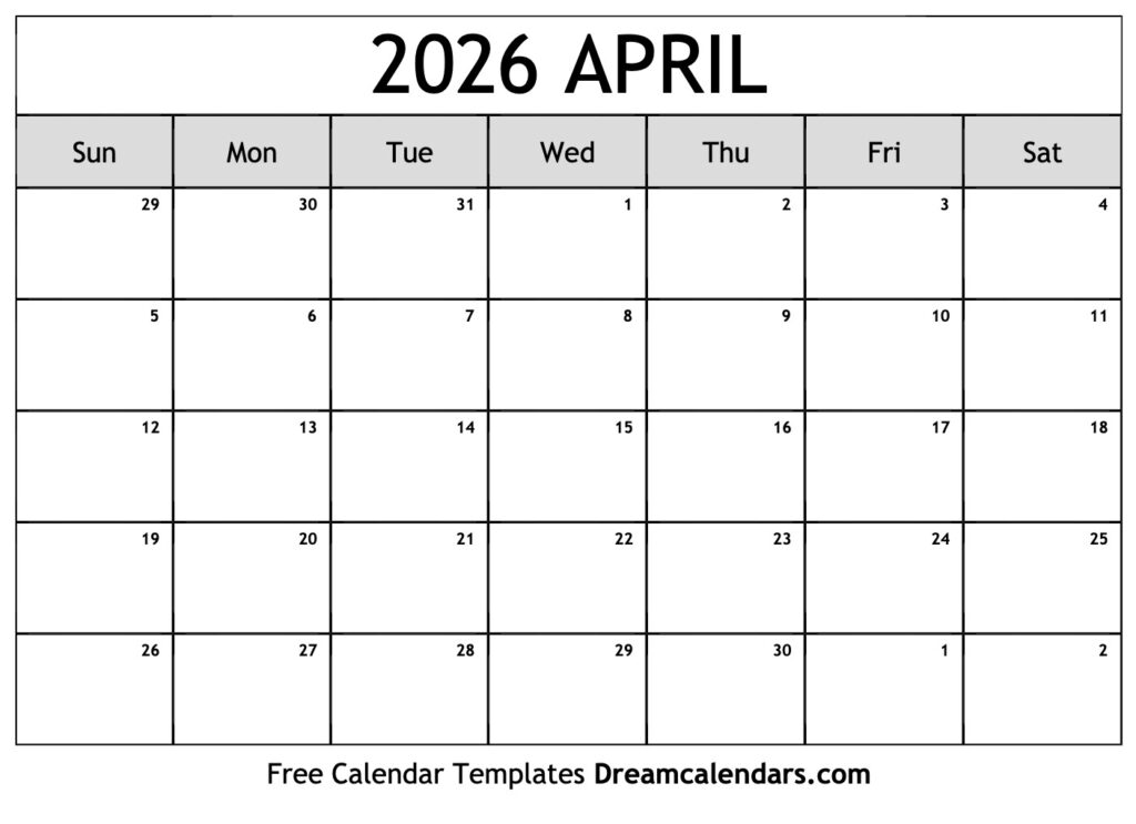 Navigating Time A Guide To The Printable April 2026 Calendar School 