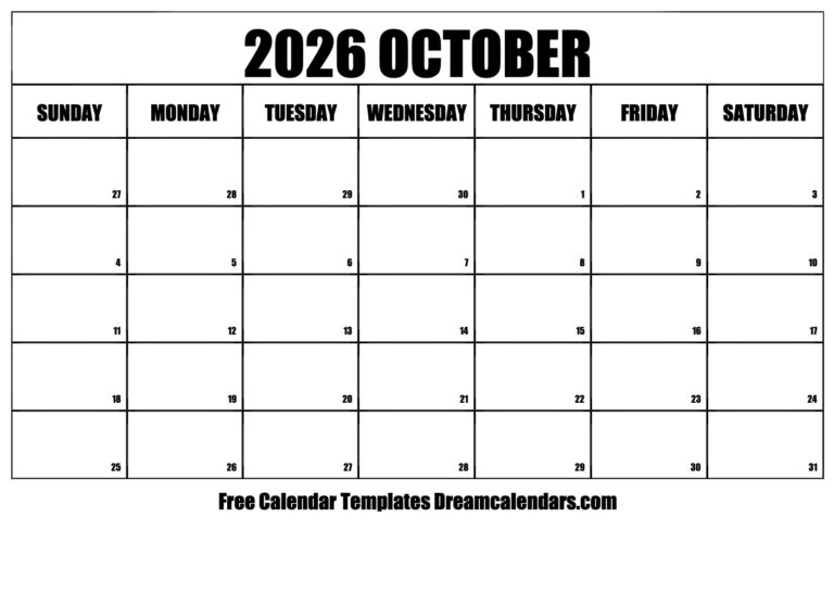 Navigating Time The Importance Of A Printable October 2026 Calendar 