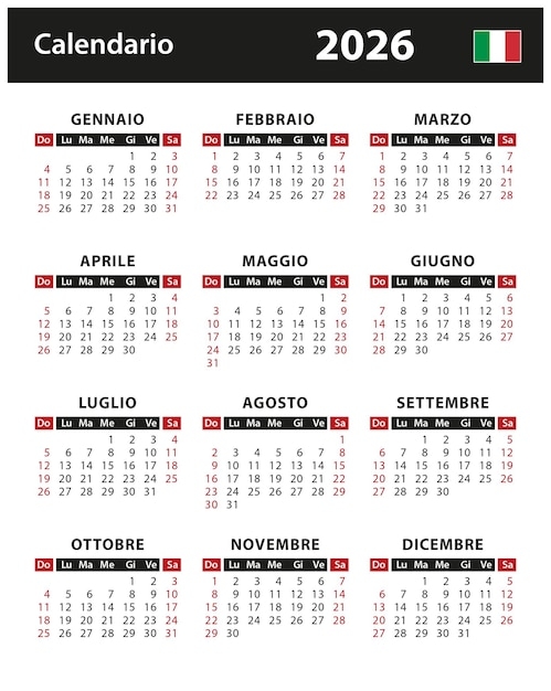 Premium Vector 2026 Calendar Vector Stock Illustration Italy Italian 
