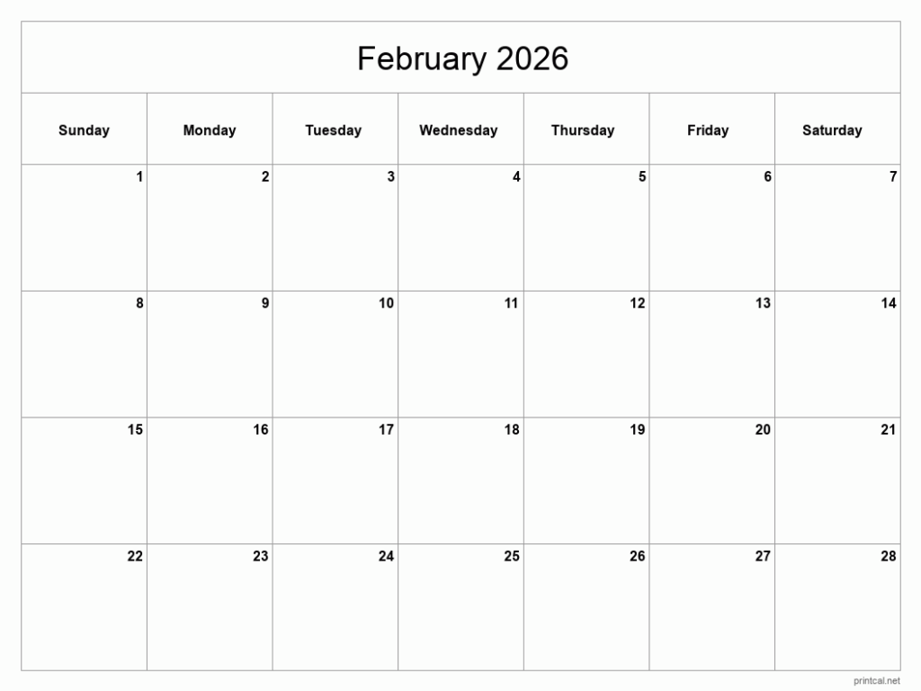 Printable February 2026 Calendar Free Printable Calendars