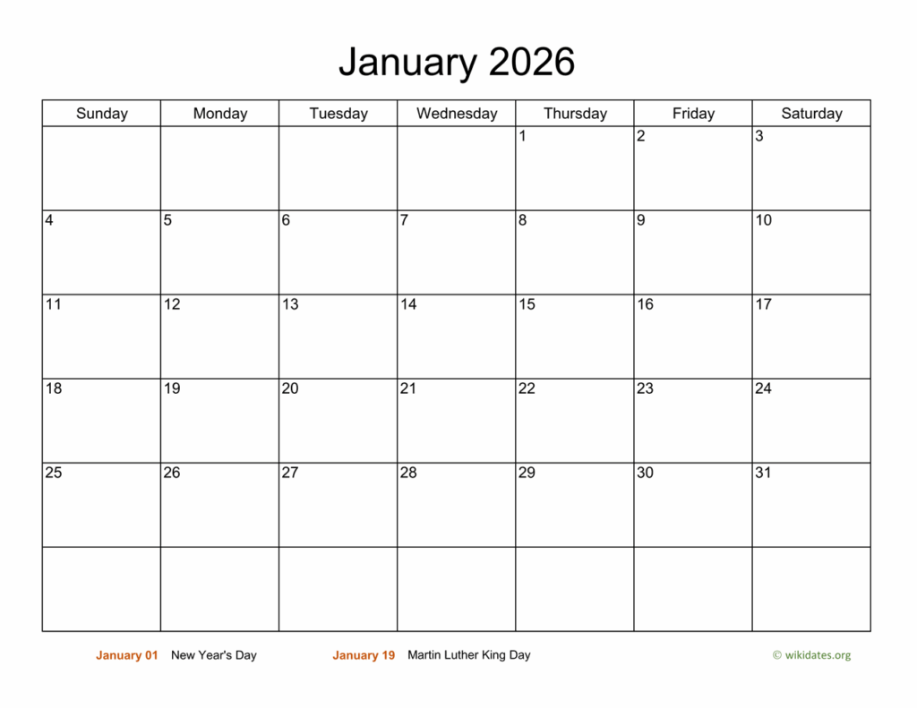 The Utility Of A Printed January 2026 Calendar A Comprehensive Guide 