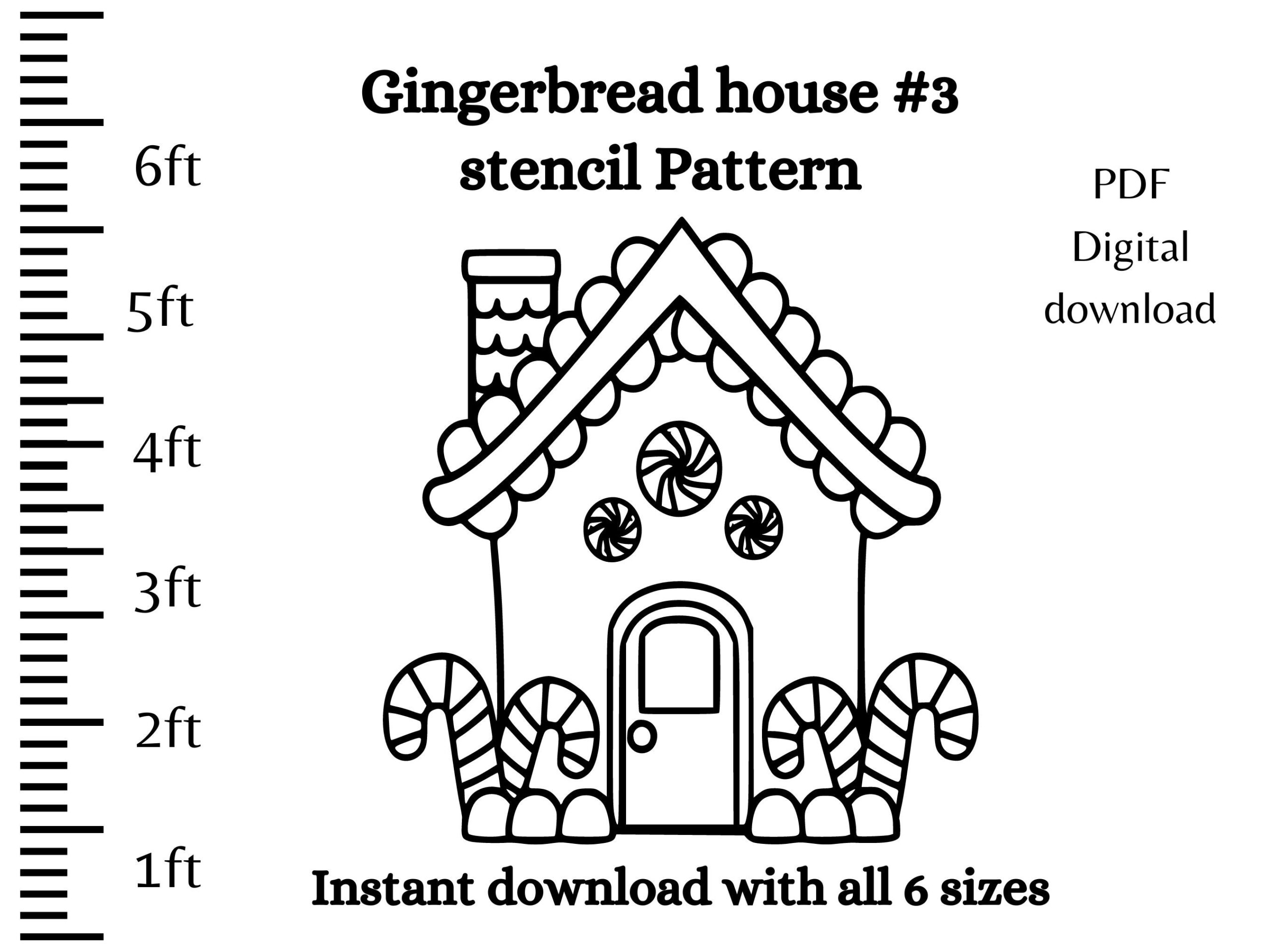 1ft To 6ft Gingerbread House PDF Template printable Trace Cut 
