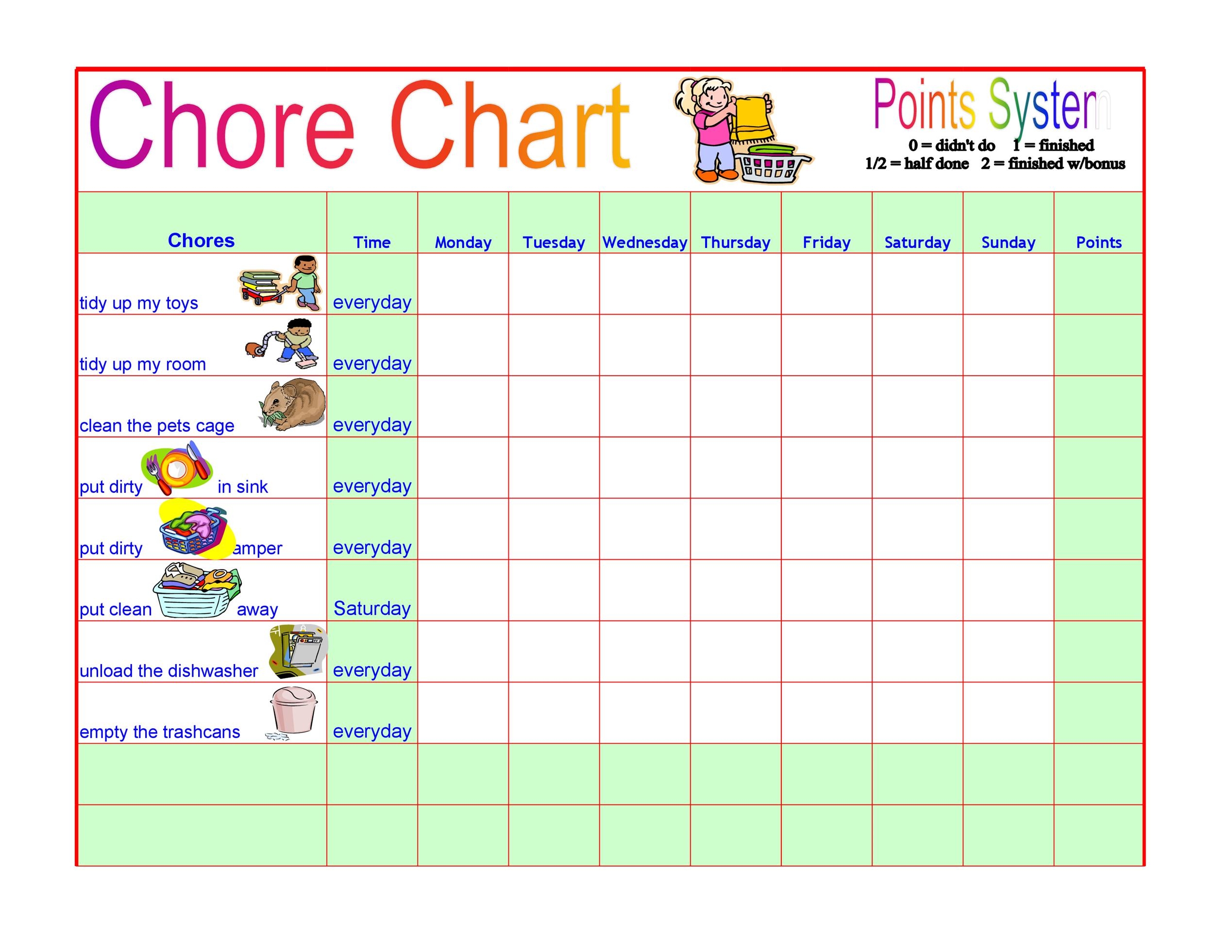 46 FREE Chore Chart Templates For Kids TemplateLab