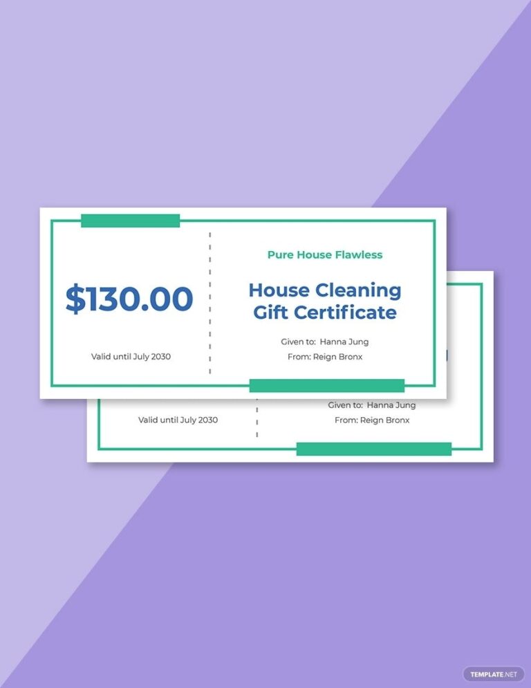 Blank House Cleaning Gift Certificate Template Word Apple Pages 