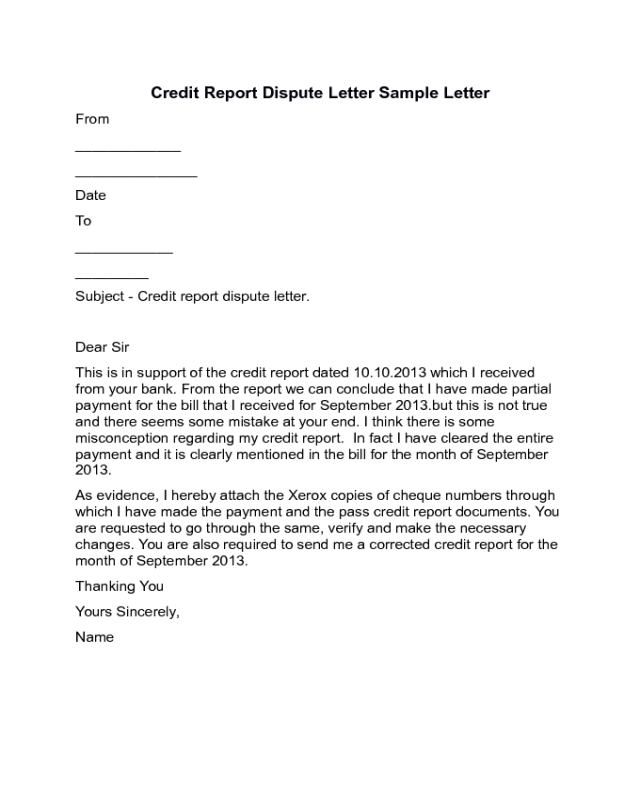 Credit Report Dispute Letter Sample Edit Fill Sign Online Handypdf