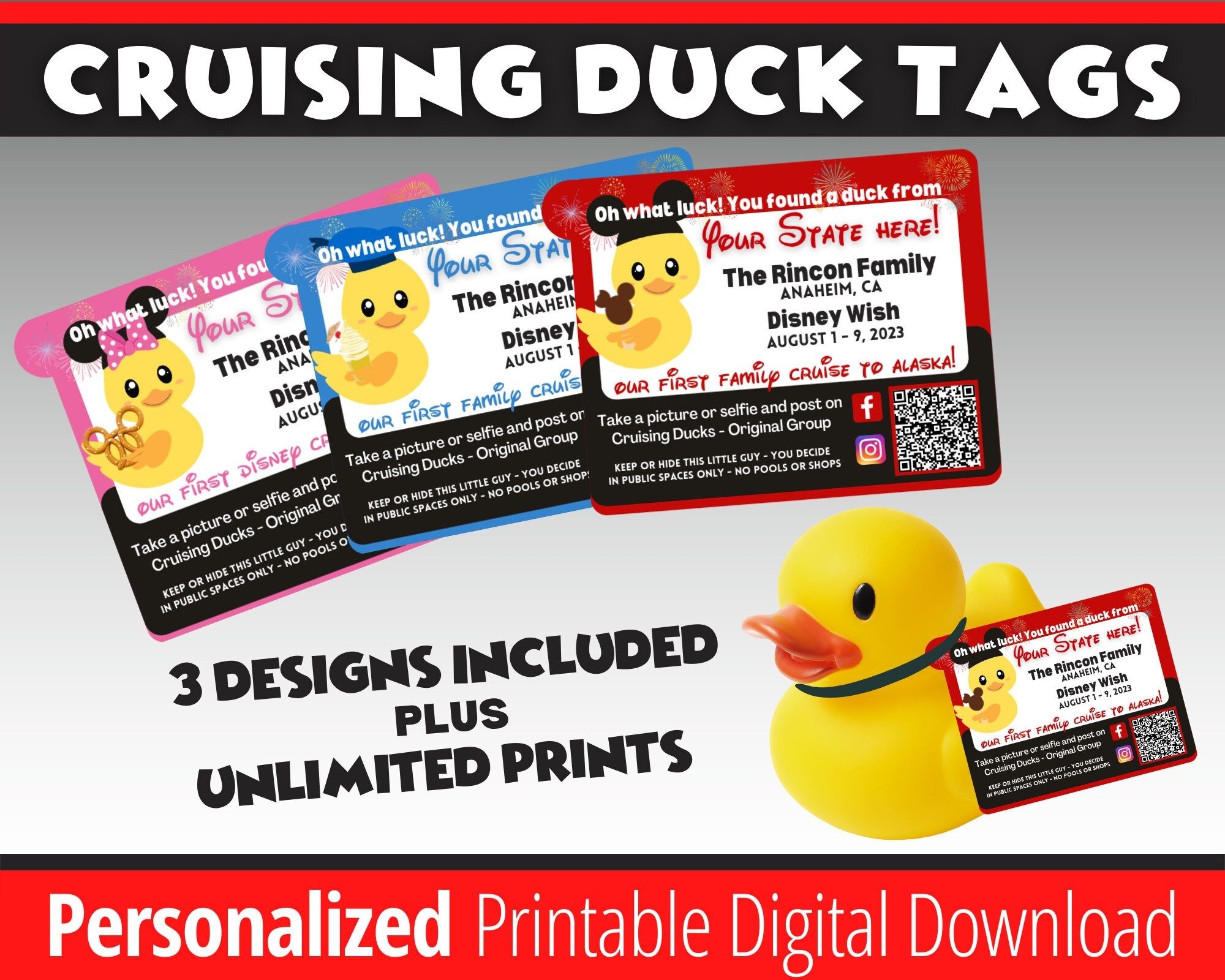 Cruising Ducks Tag Digital Download Tags For Ducks Carnival Etsy