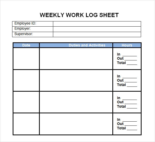 FREE 5 Sample Printable Work Log Templates In PDF MS Word FREE 5 Sample Printable Work Log Templates In PDF MS Word