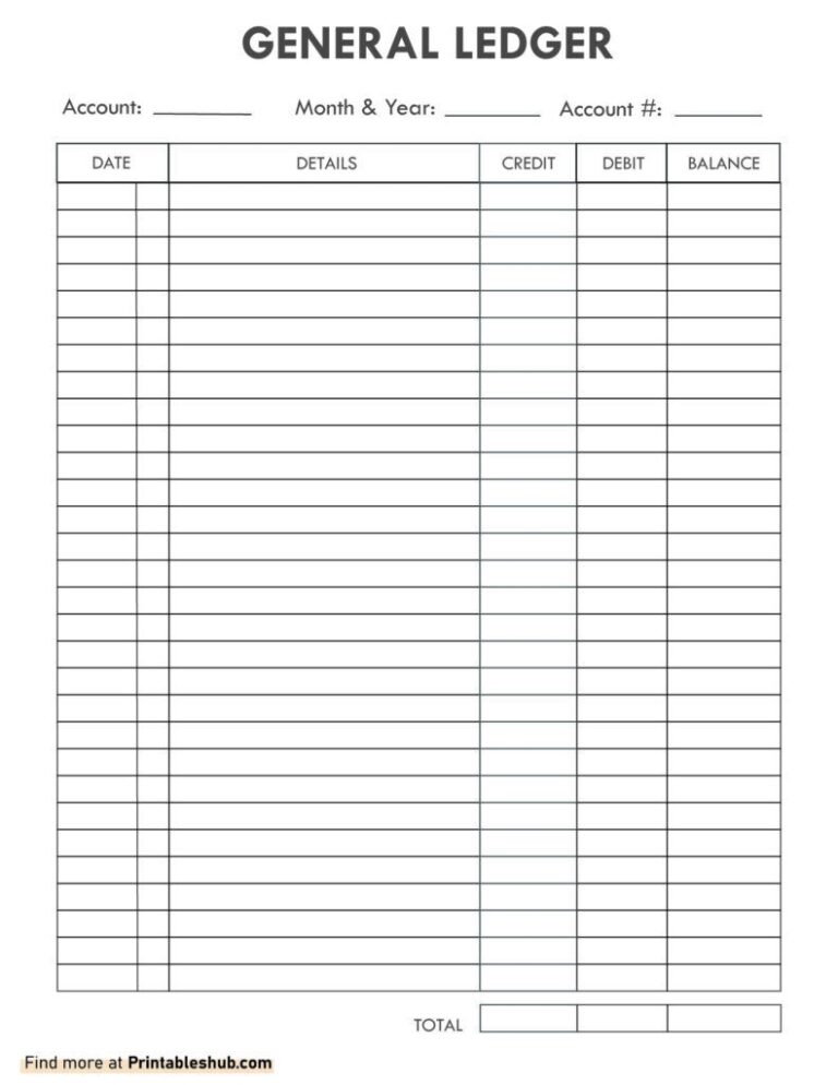 Free Printable Blank Ledger Sheets PDF Included Printables Hub 