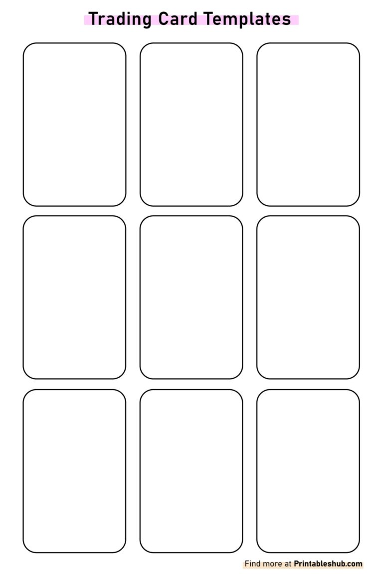 Free Printable Blank Trading Card Templates PDF Included Printables Hub