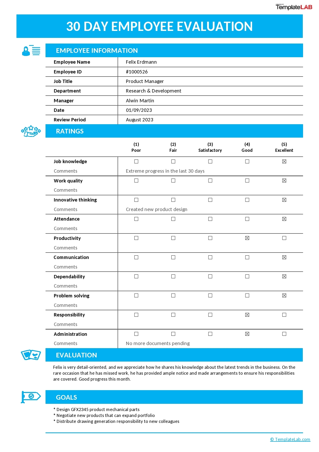Free Printable Employee Performance Review Template Easy 