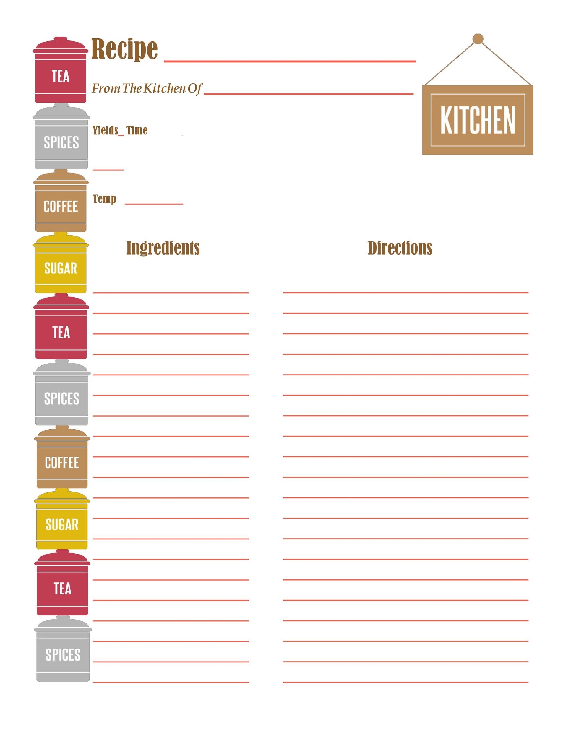 Free Printable Recipe Book Template Alfaolx
