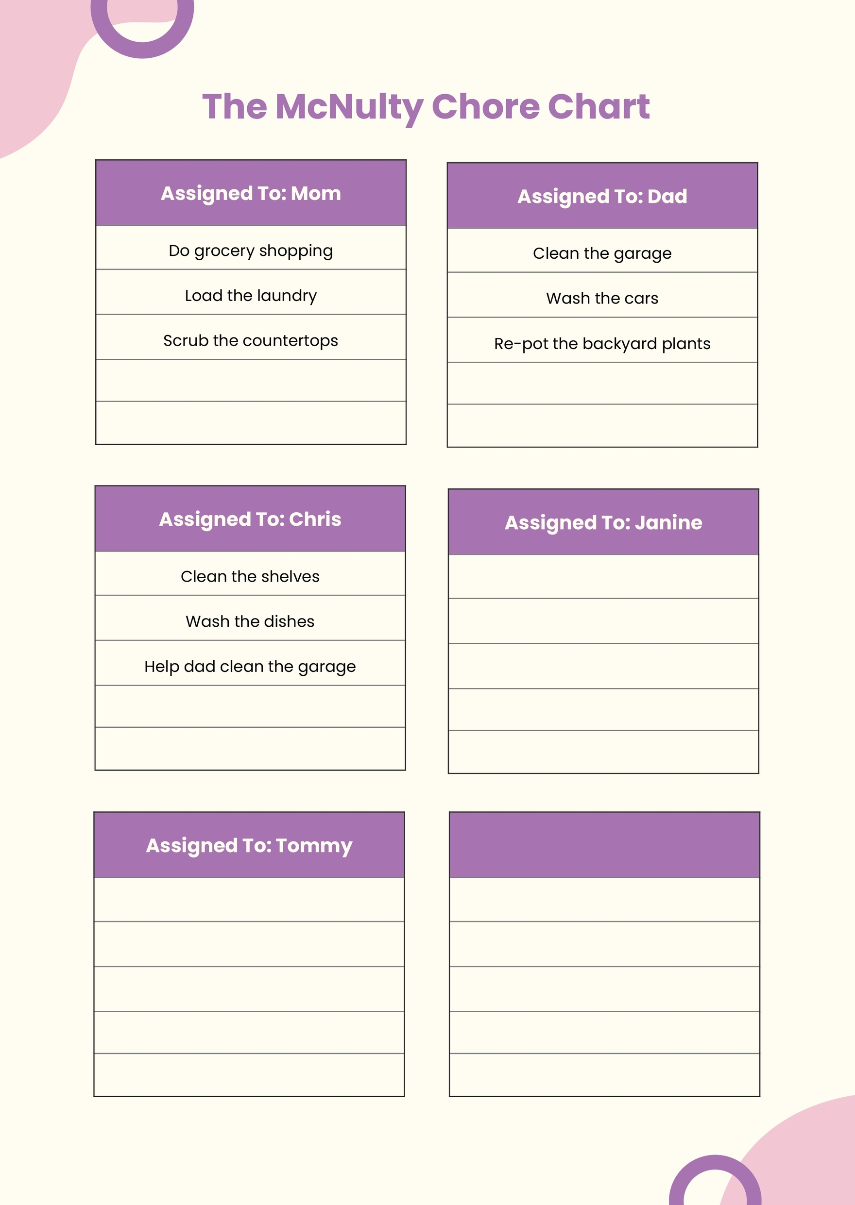Free Printable Responsibility Chart Template Easy Printables For 