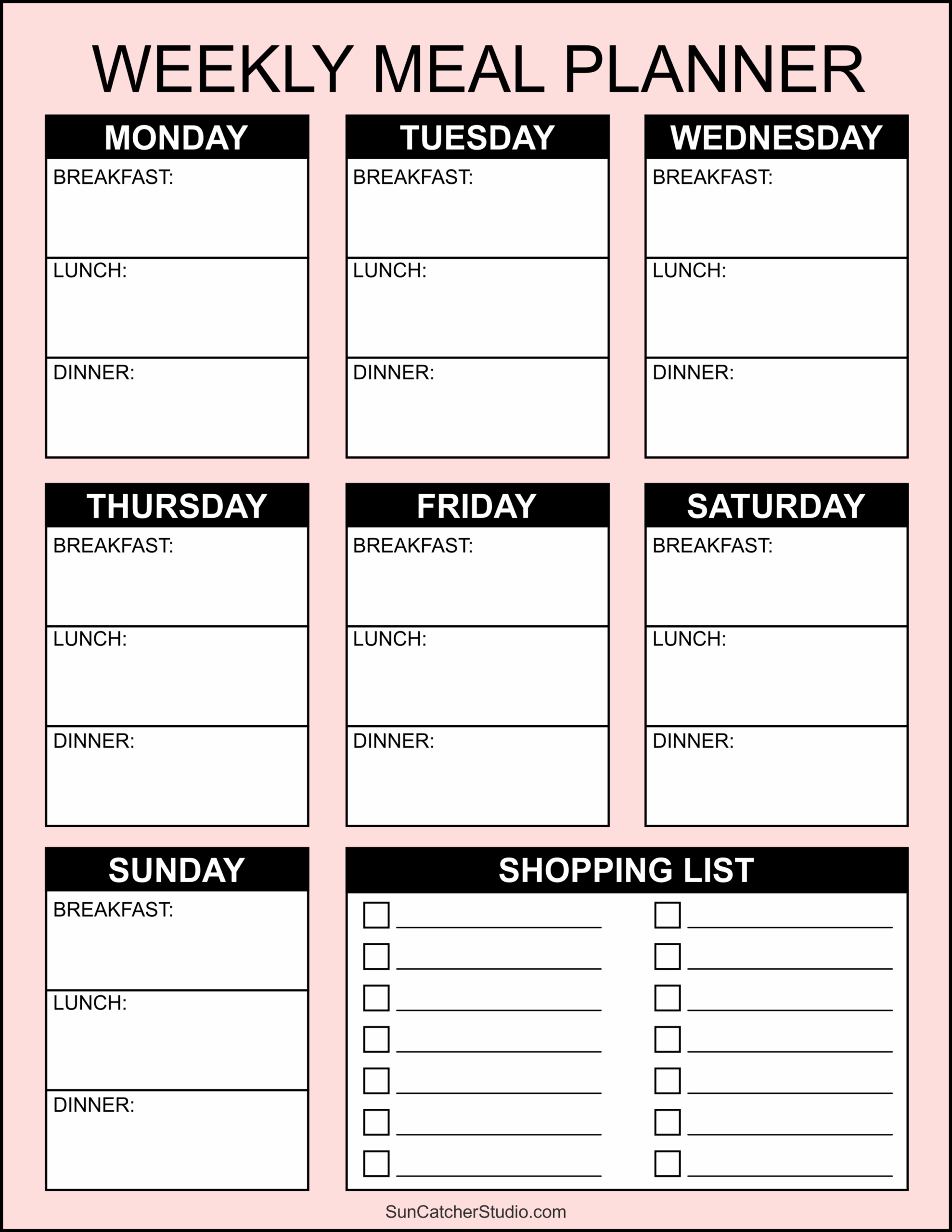 Free Weekly Meal Plan Template Printable Easy Printables For Everyone