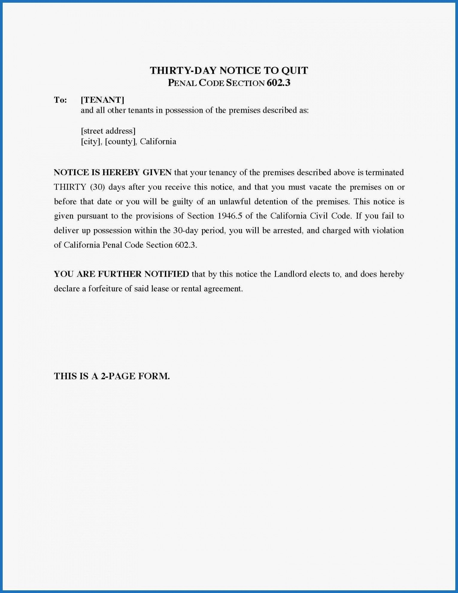 Printable 30 Day Notice To Landlord Template Printable Word Searches