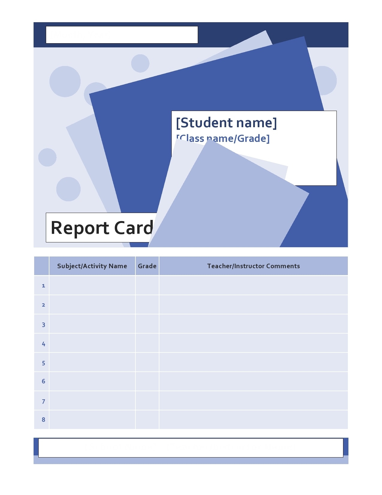 Printable Able Report Card Templates Infoupdate
