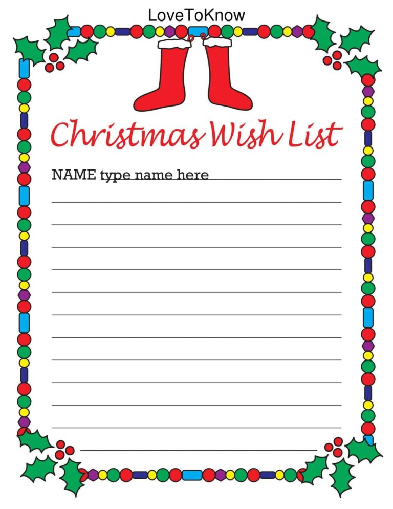 Printable Amazing Christmas Wish List Template Free Download And 