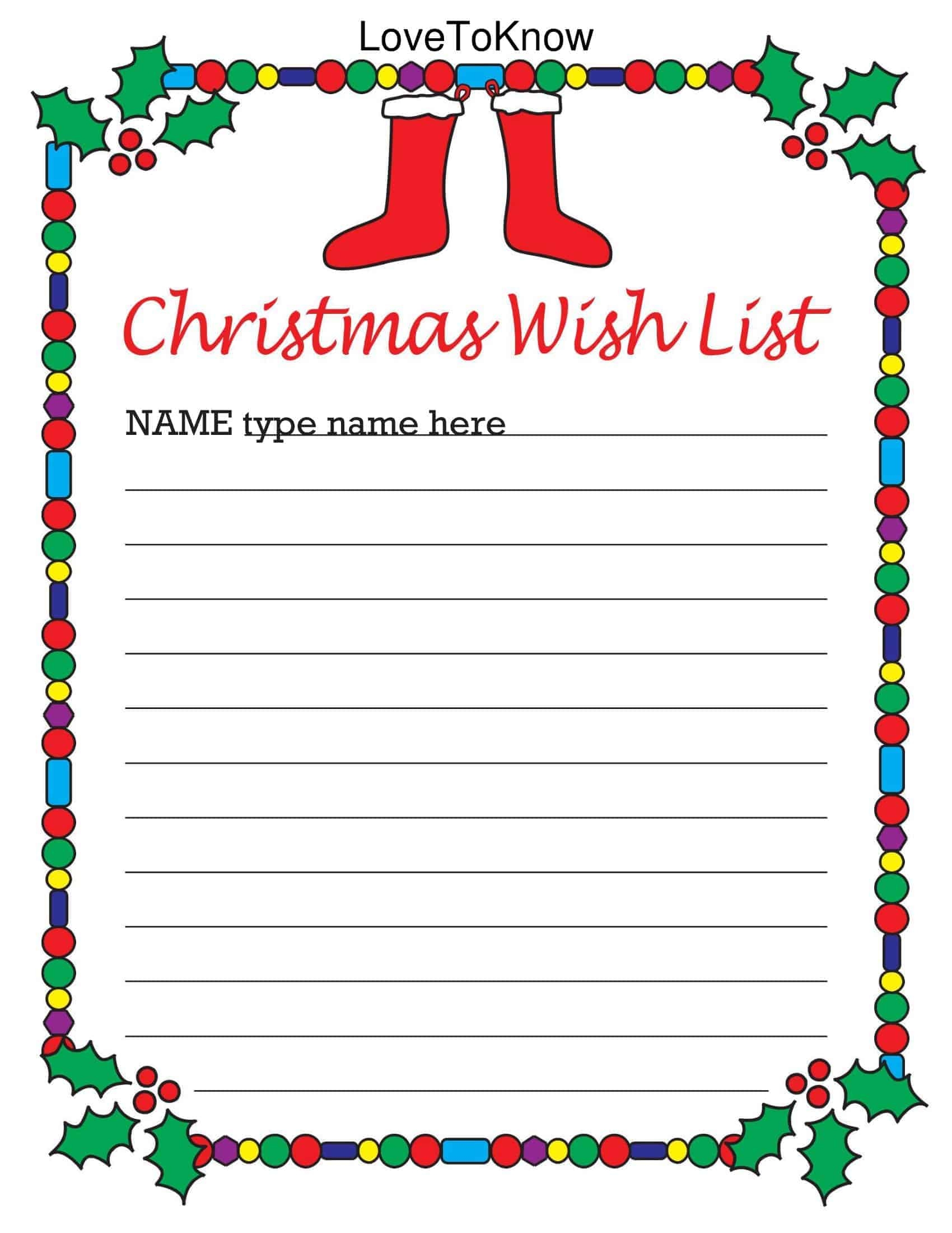Printable Amazing Christmas Wish List Template Free Download And