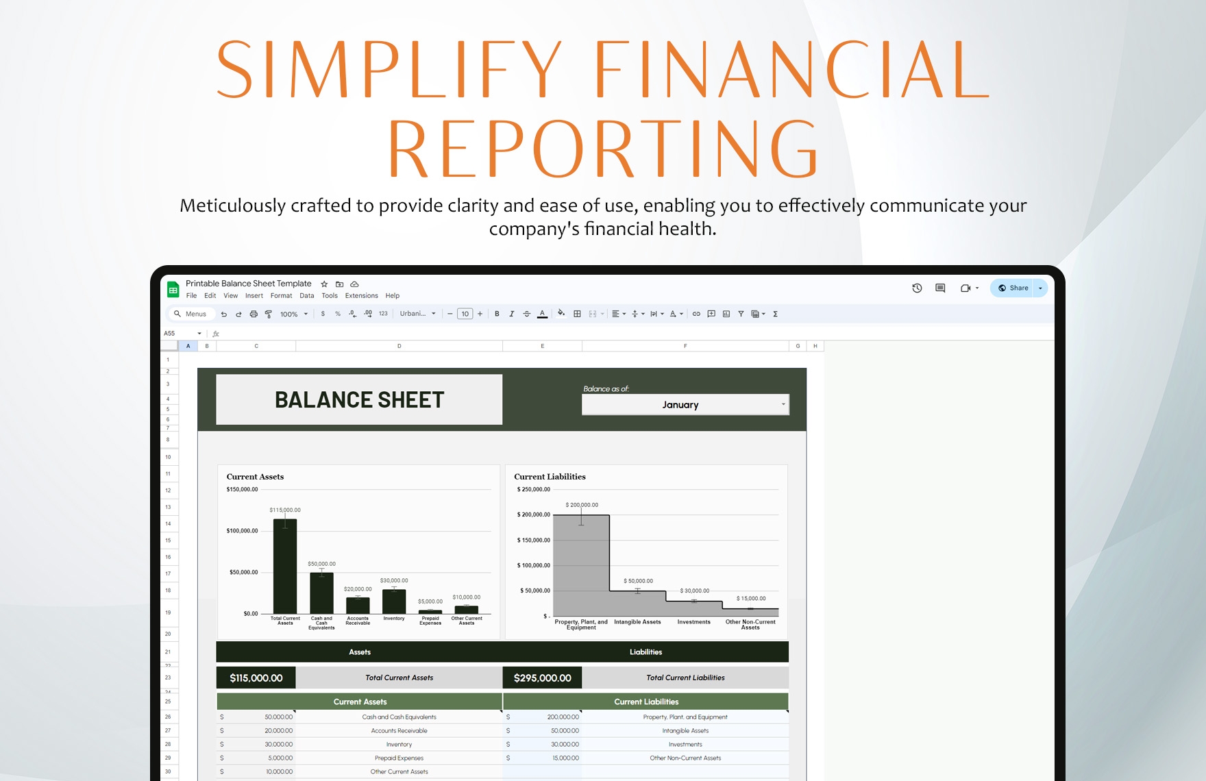 Printable Balance Sheet Template In Excel Google Sheets Download
