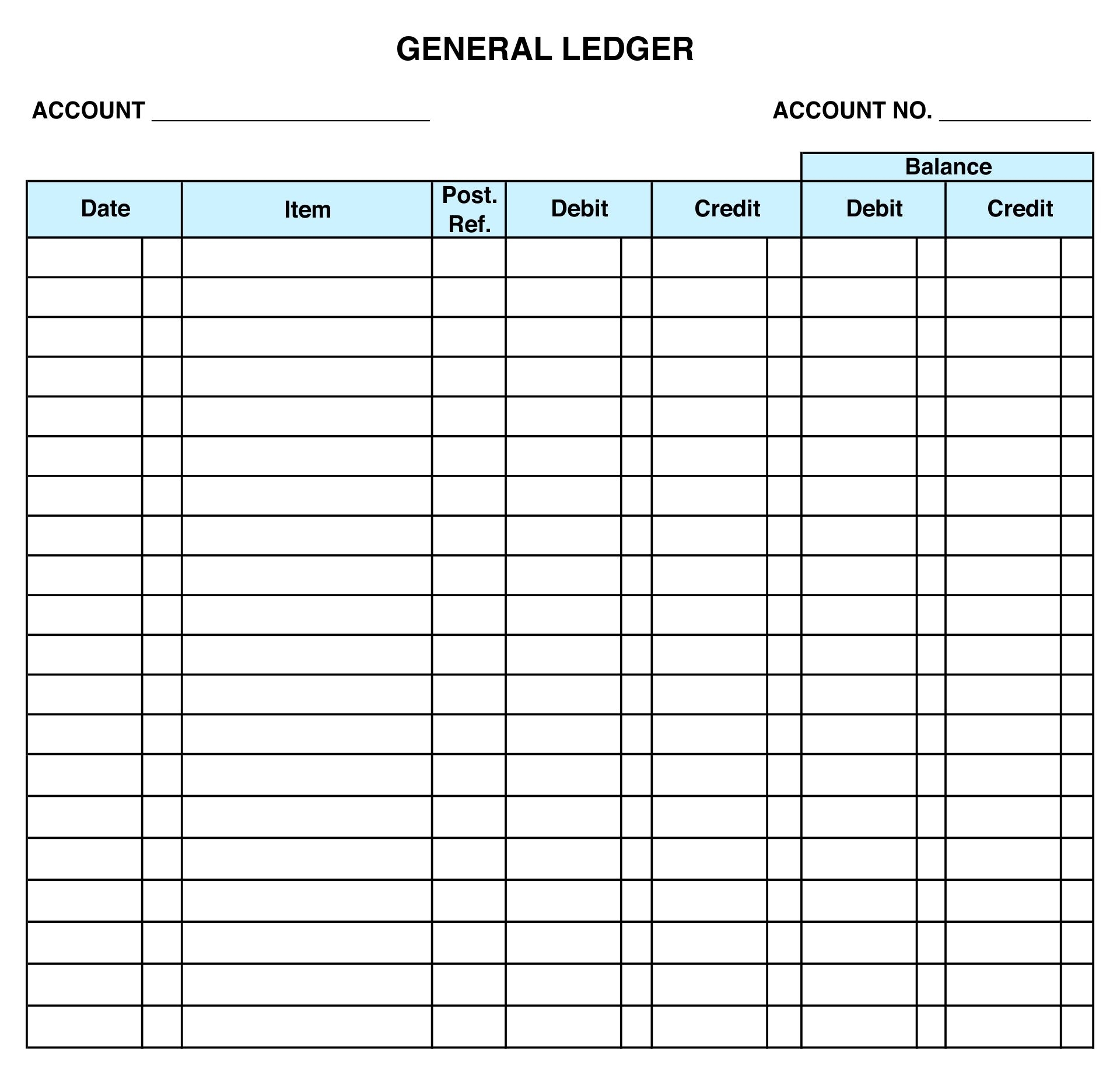 Printable Blank Ledger Template Fillable Form 2025