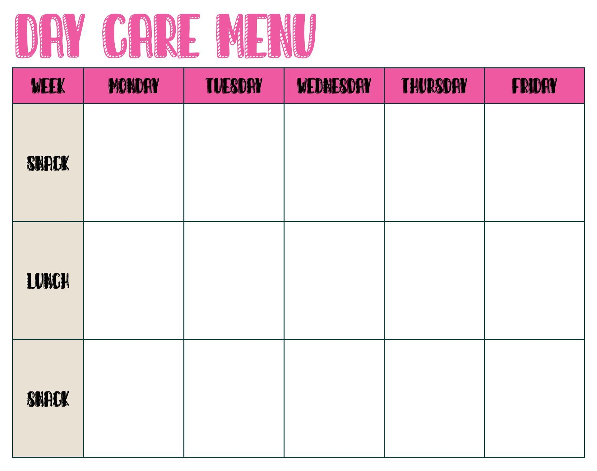 Printable Blank Menu Template Printable Free Templates