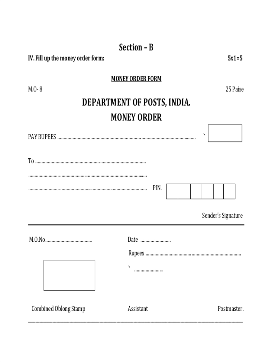 Printable Blank Money Order Template DACMI Digital A Coin Mineral