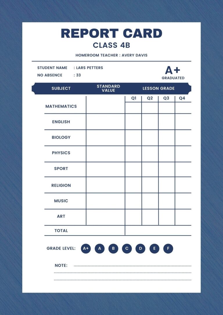 Printable Blank Report Card Template Printables Template Free