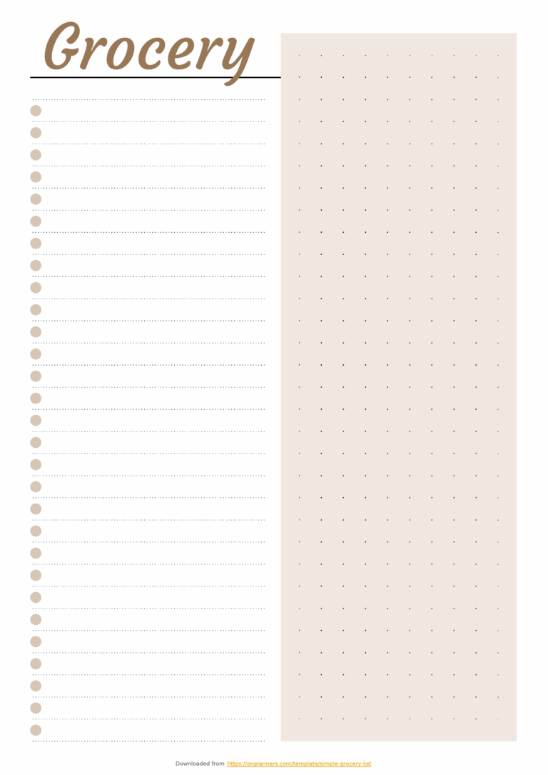 Printable Blank Shopping List Template