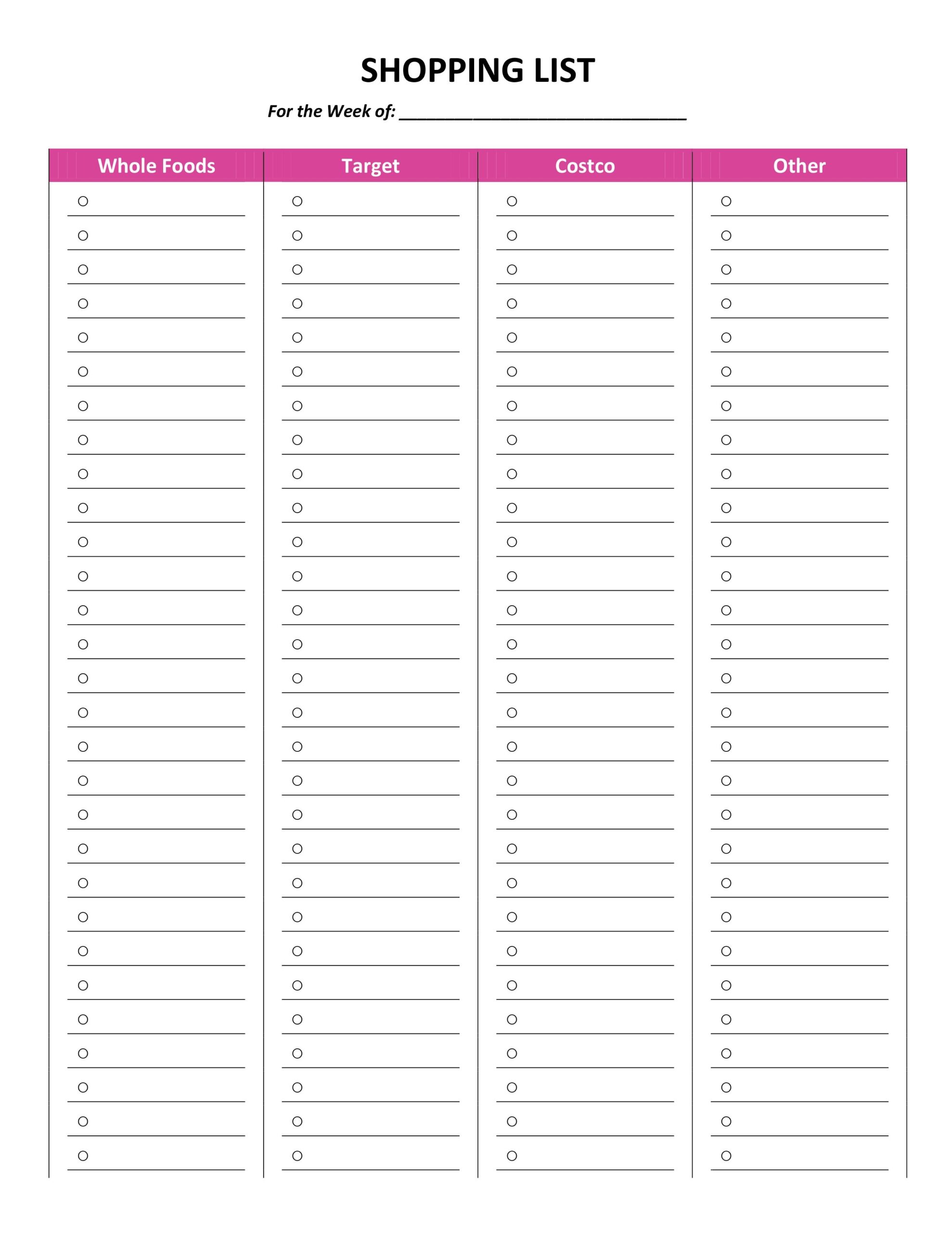 Printable Blank Shopping List Template Modern Resume Template Word