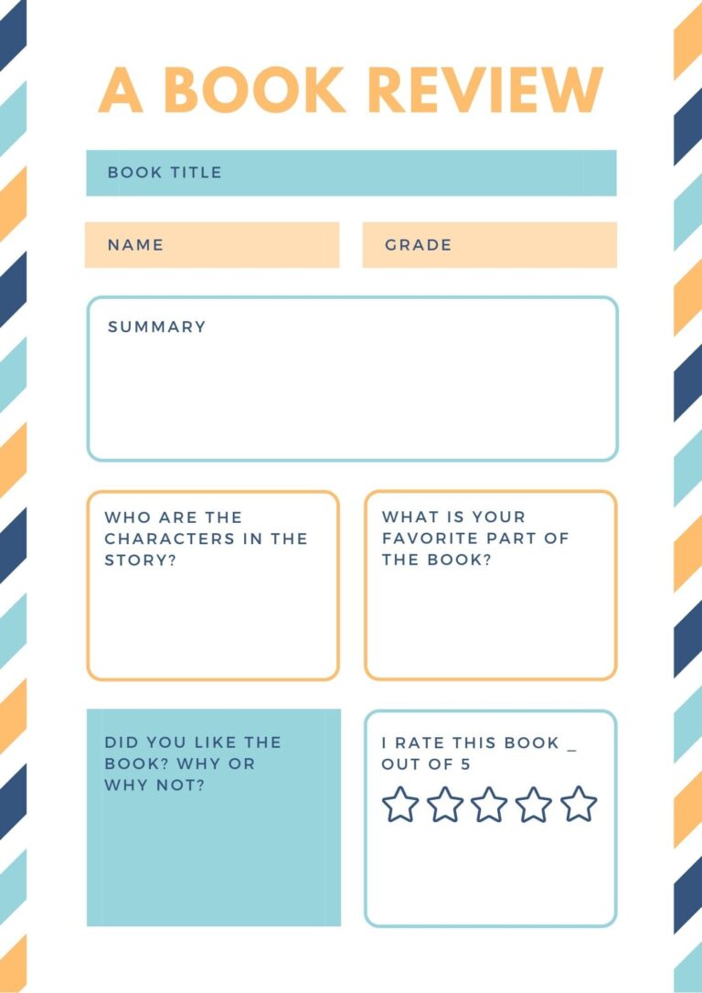 Printable Book Review Template Photo Image Free Download And Print 