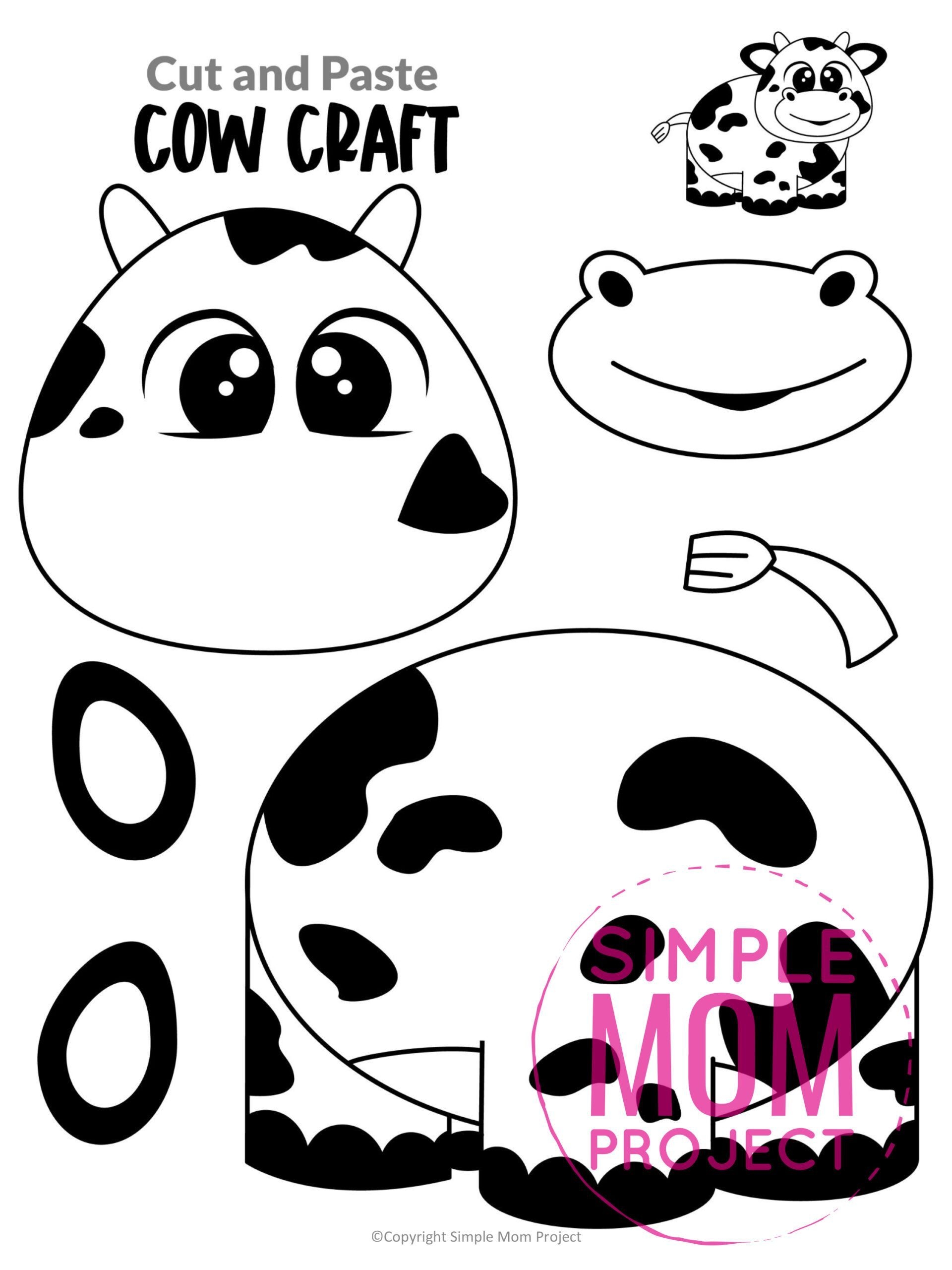 Printable Cow Craft Template Social Media Template
