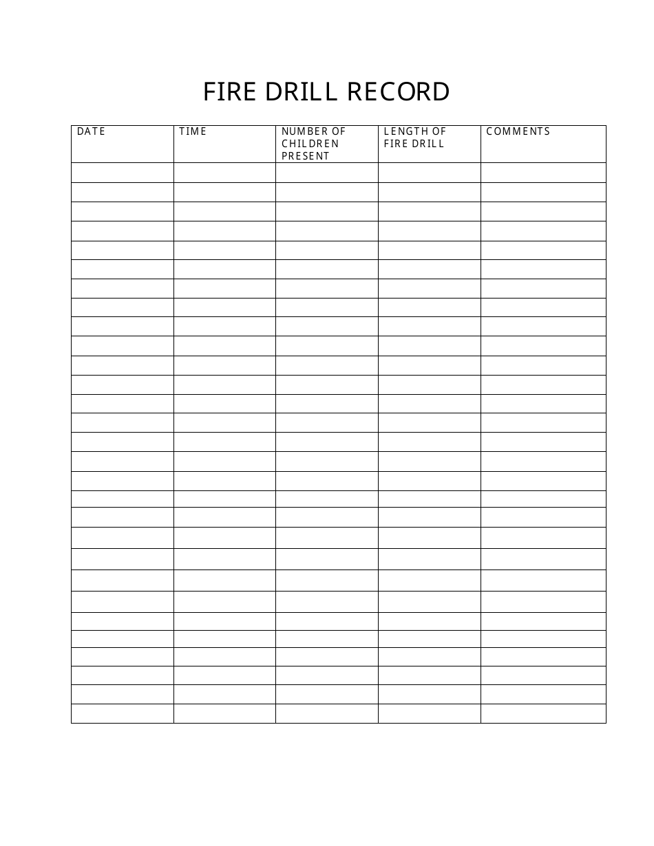 Printable Fire Drill Form Template Printable Word Searches