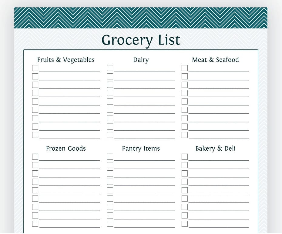 Printable Grocery List Template Download Free Download And Print For You 