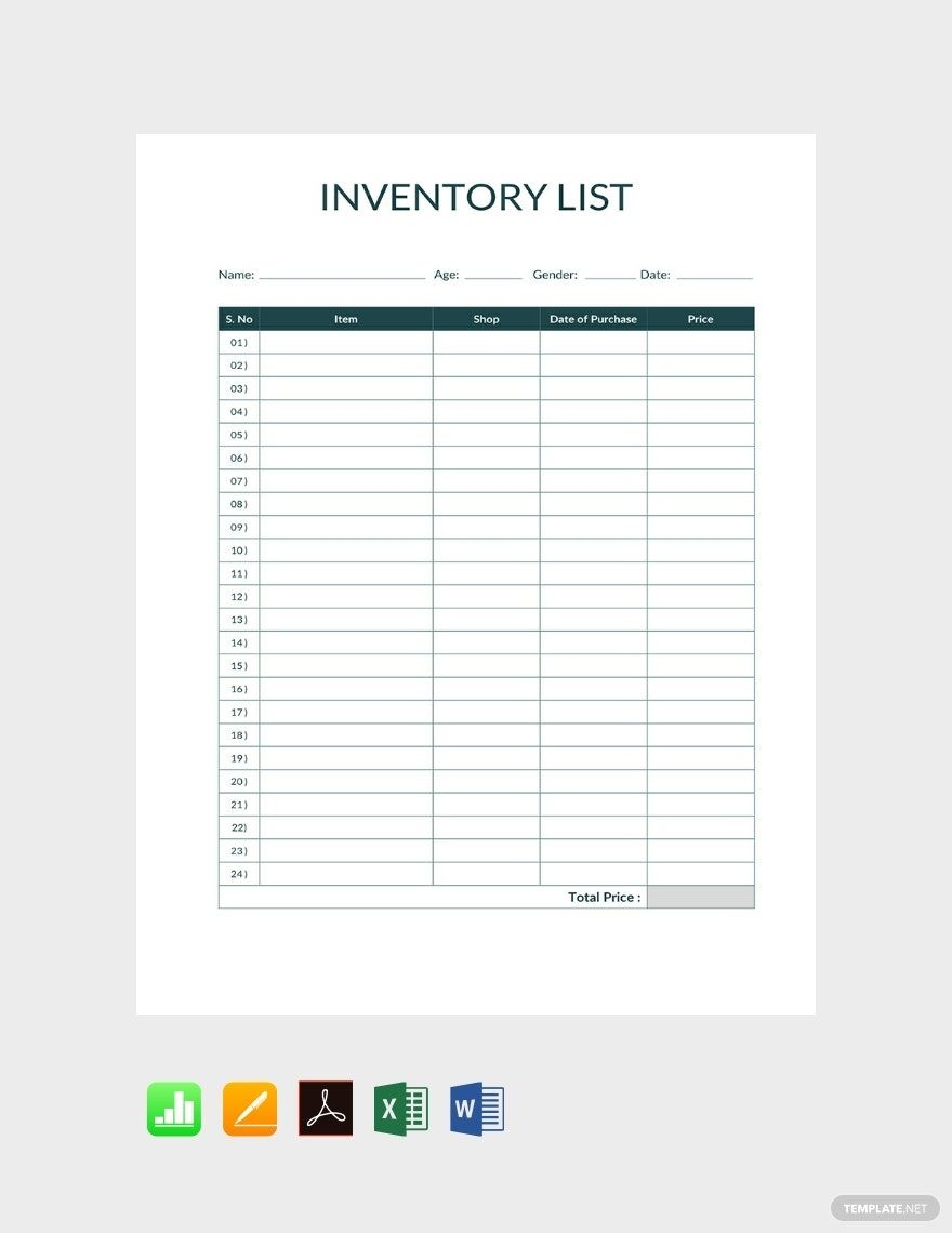 Printable Inventory Template In Excel FREE Download Template