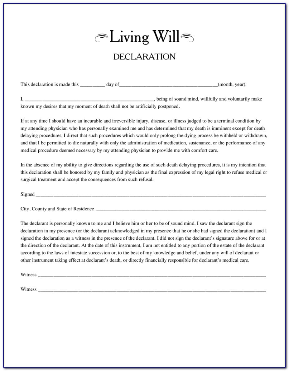 Printable Living Will Template Photo Free Download And Print For You 