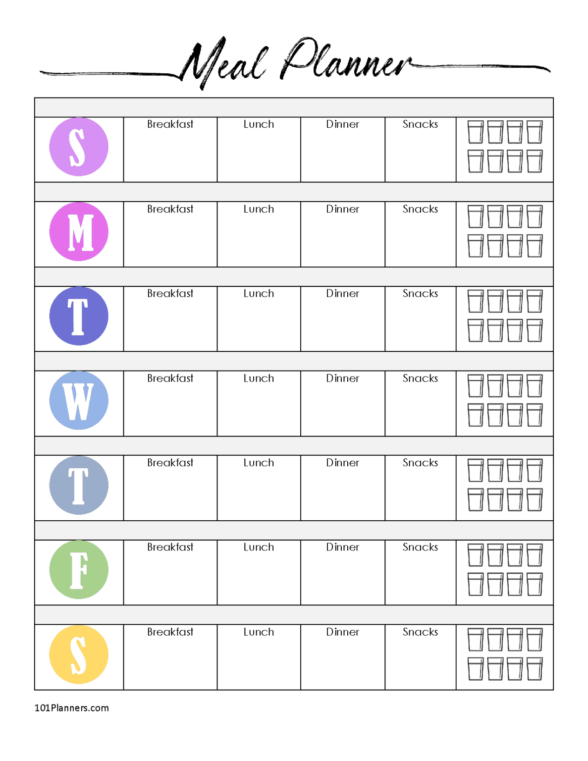 Printable Meal Plan Template Best Templates Resources