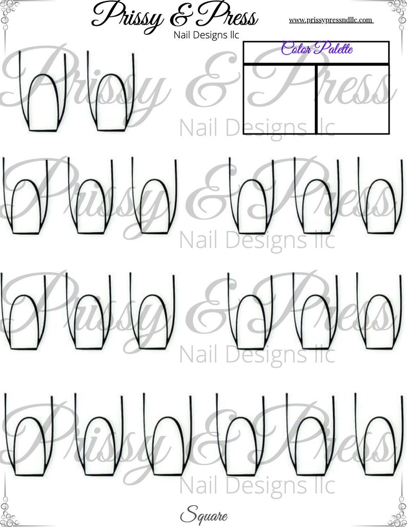 Printable Nail Design Template Square Etsy