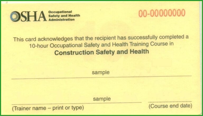 Printable Osha 30 Card Template Printable Templates