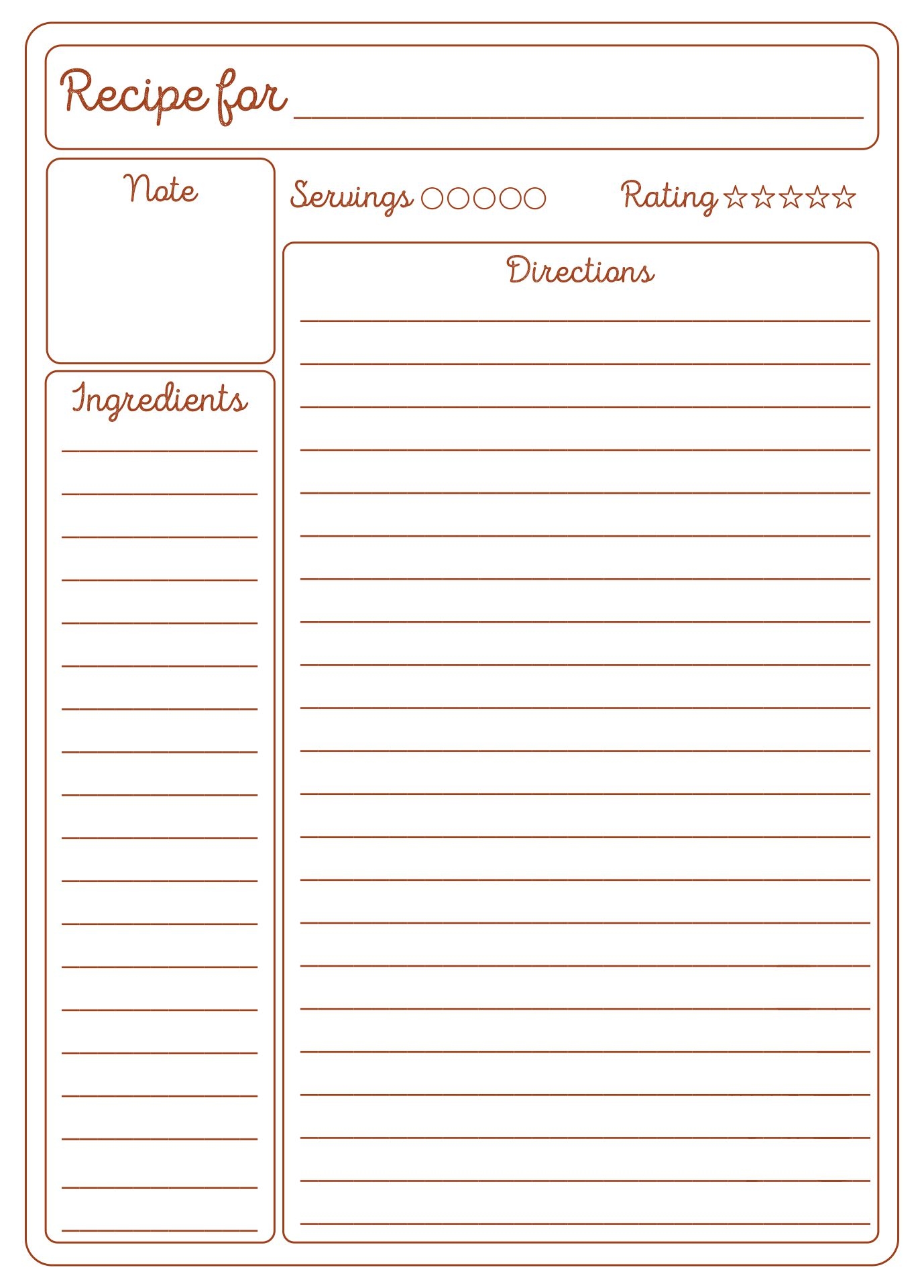 Printable Recipe Card Template
