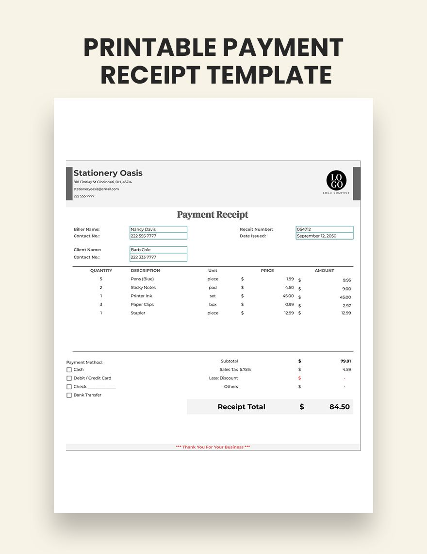 Printable Sales Receipt Template Google Sheets Excel Template