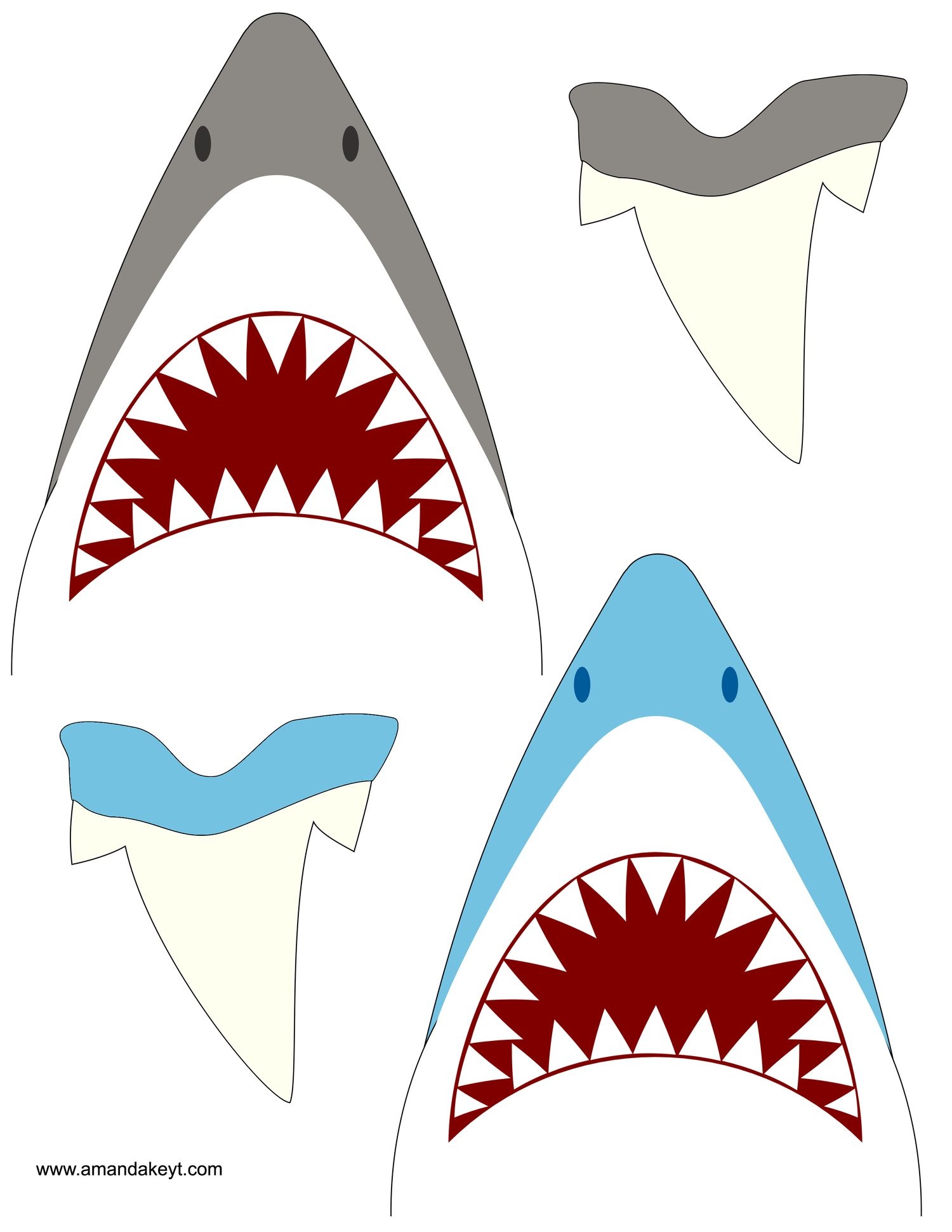 Printable Shark Template Templates Hexagon