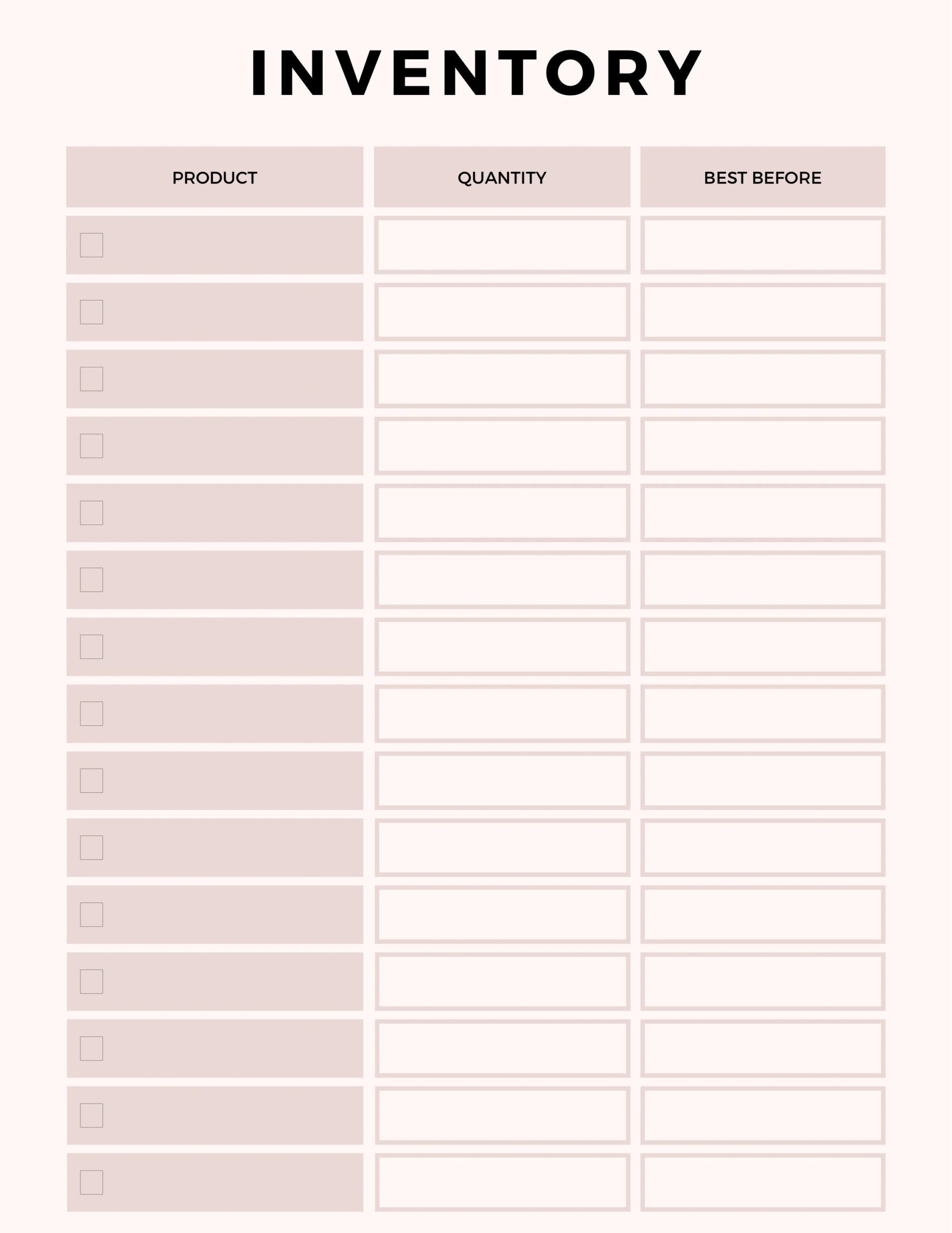 Printable Simple Inventory Template Dev onallcylinders