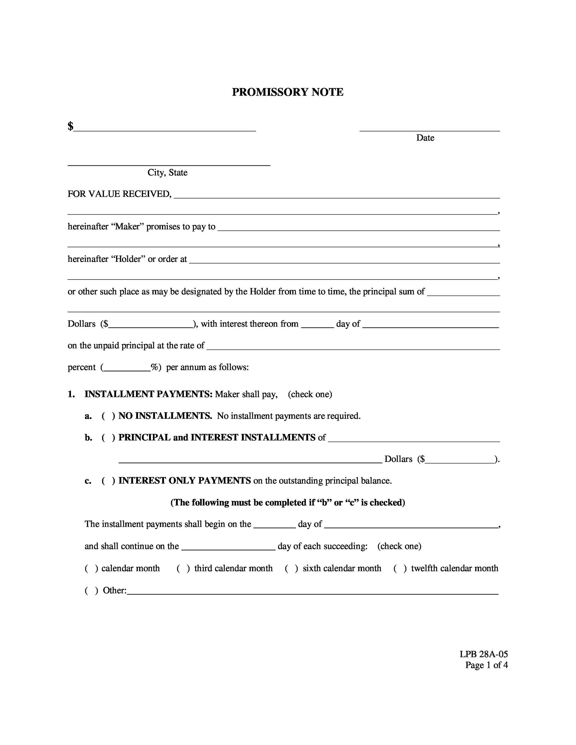 Printable Simple Promissory Note Template Templates Hexagon