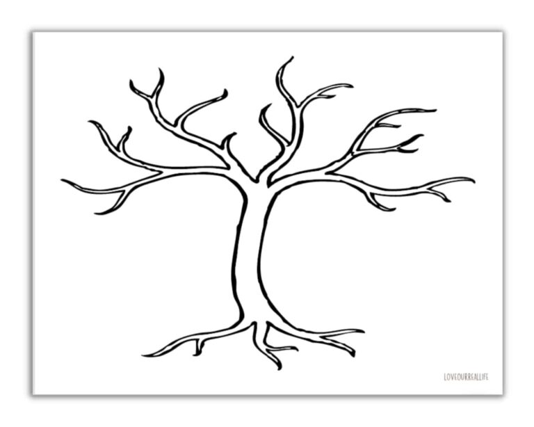 Printable Tree Template Leaf Coloring Page Tree Outline 47 OFF