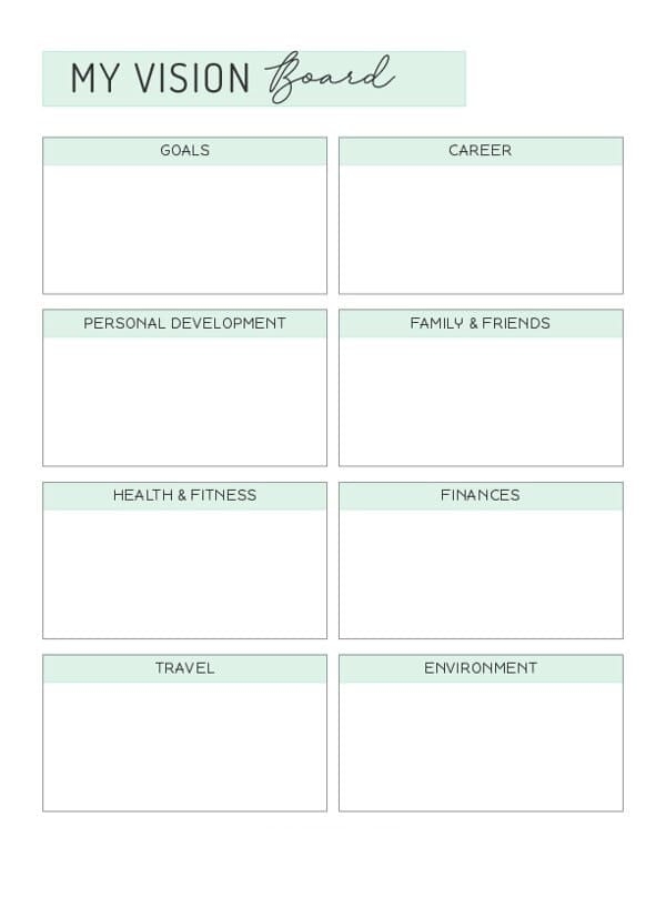 Printable Vision Board Template Download Free Free Download And Print 