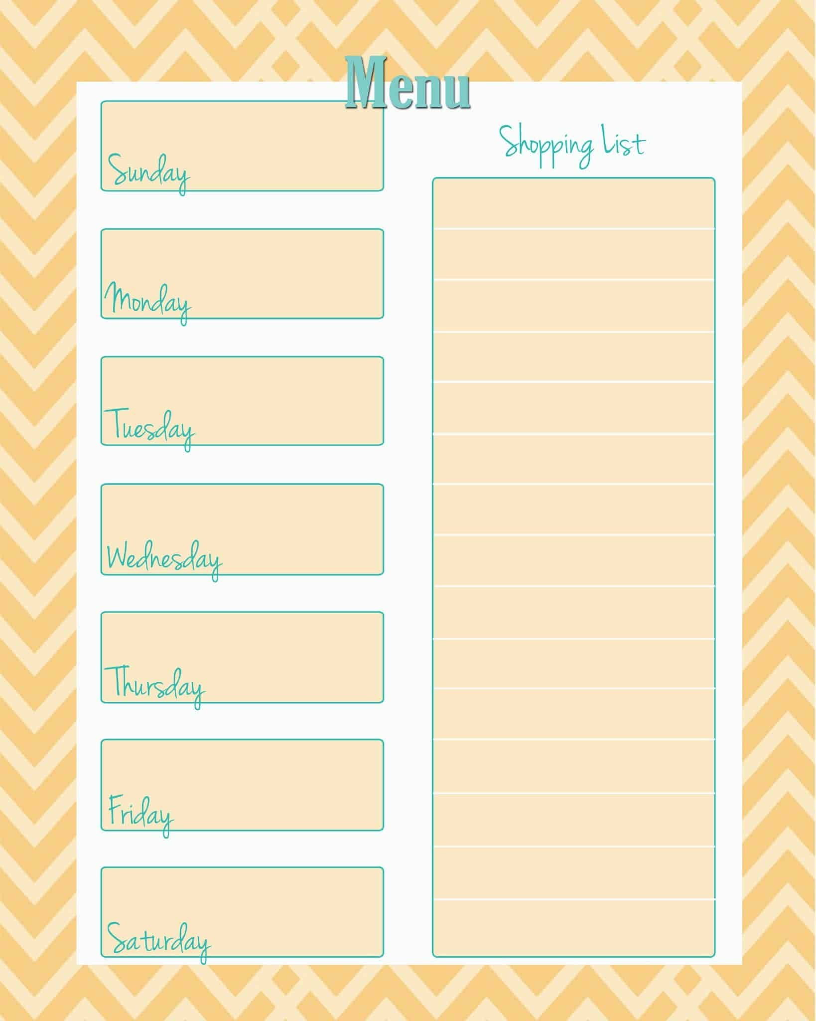 Printable Weekly Menu Planner