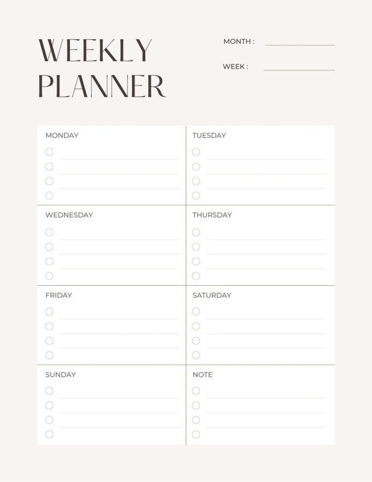 Printable Weekly Planner Template 2024 Weekly Planner Printable