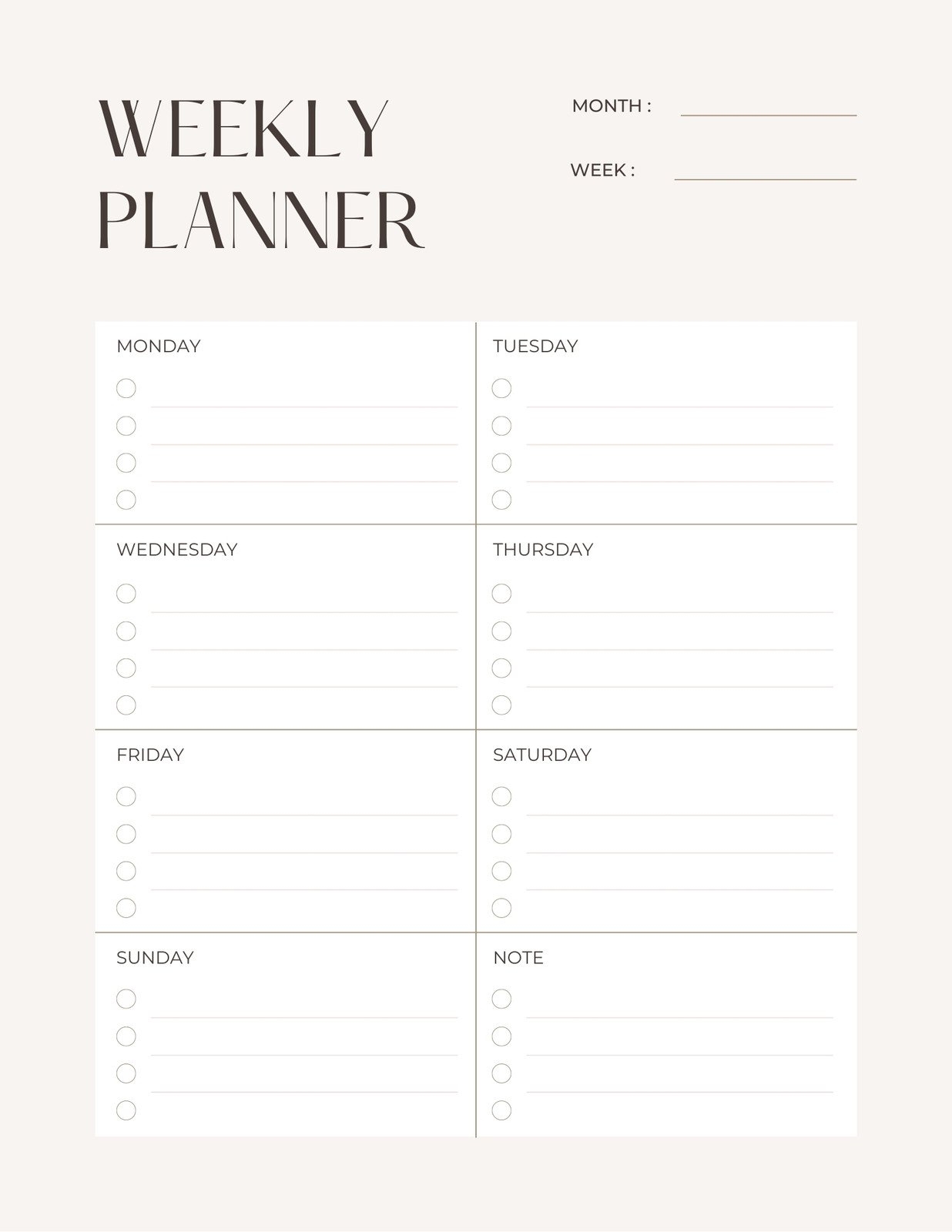 Printable Weekly Planner Template 2024 Weekly Planner Printable